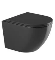 Унитаз подвесной Kerald AQUARIUS безободковый Торнадо 495*360*365,сиденье дюропласт, микролифт (soft close), черный матовый