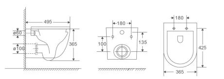 Унитаз подвесной Kerald AQUARIUS безободковый Торнадо 495*360*365,сиденье дюропласт, микролифт (soft close), черный матовый