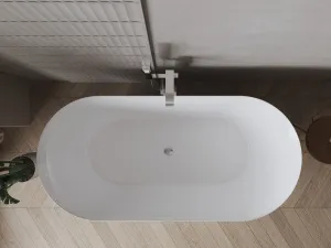 BISE (Бизе) Ванна акриловая отдельностоящая 1700*750*580, слив-перелив хром, белый