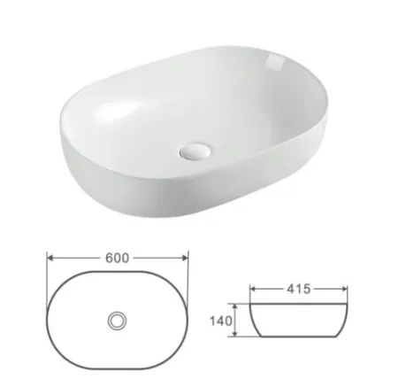 Раковина Kerald 600*415*140 мм накладная, белый 