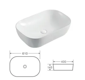 Раковина Kerald 610*400*145 мм накладная, белый 