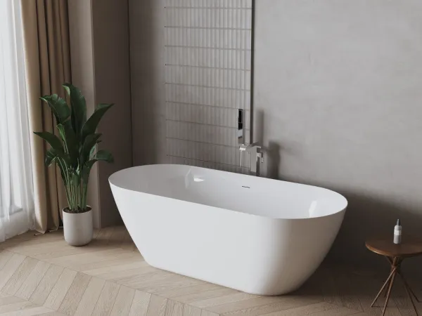 BISE (Бизе) Ванна акриловая отдельностоящая 1700*750*580, слив-перелив хром, белый