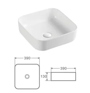 Раковина Kerald 390*390*130 мм накладная, белый
