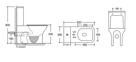 Унитаз-компакт Kerald TAURUS безободковый, 620*360*800 мм, сиденье дюропласт, микролифт (soft close), бачок в комплекте, KR-T004+KR-T004L