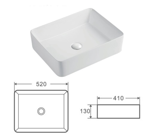 Раковина Kerald 520*410*130 мм накладная, белый 