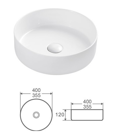 Раковина Kerald 355*355*120 мм накладная, белый