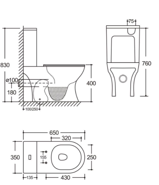 Унитаз-компакт Kerald VIRGO безободковый Торнадо,665*350*830мм, сиденье дюропласт, микролифт (soft close) 