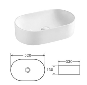 Раковина Kerald 520*330*130 мм накладная, белый