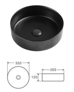 Раковина Kerald 355*355*120 мм накладная, черный матовый
