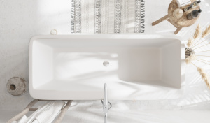 BRISE (Бриз) Ванна акриловая пристенная 1700*800*580, слив-перелив хром, белый