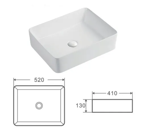 Раковина Kerald 520*410*130 мм накладная, белый 