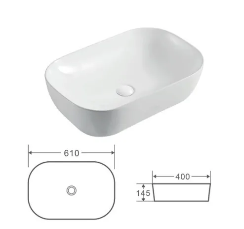 Раковина Kerald 610*400*145 мм накладная, белый 