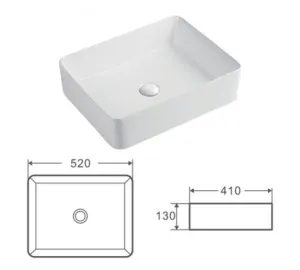 Раковина Kerald 520*410*130 мм накладная, белый 