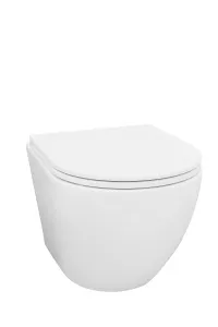 Унитаз подвесной Kerald GEMINI безободковый 495*360*365, сиденье дюропласт, микролифт (soft close).