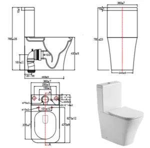 Унитаз-компакт Kerald AMBER (Амбер) безободковый, Торнадо 620*360*815 мм,с сиденьем микролифт дюропласт