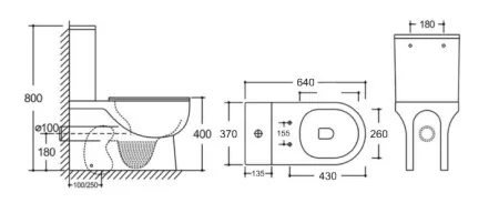Унитаз-компакт Kerald АРИЕС безободковый, 640*370*800 мм, сиденье дюропласт, микролифт (soft close), бачок в комплекте