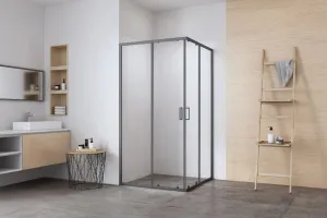 Душевое ограждениe 90*90*195 графит,6мм прозрач.стекло,профиль алюм.телескоп. (1 место)