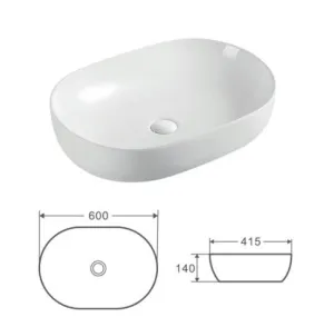 Раковина Kerald 600*415*140 мм накладная, белый 