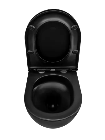 Унитаз подвесной Kerald AQUARIUS безободковый Торнадо 495*360*365,сиденье дюропласт, микролифт (soft close), черный матовый