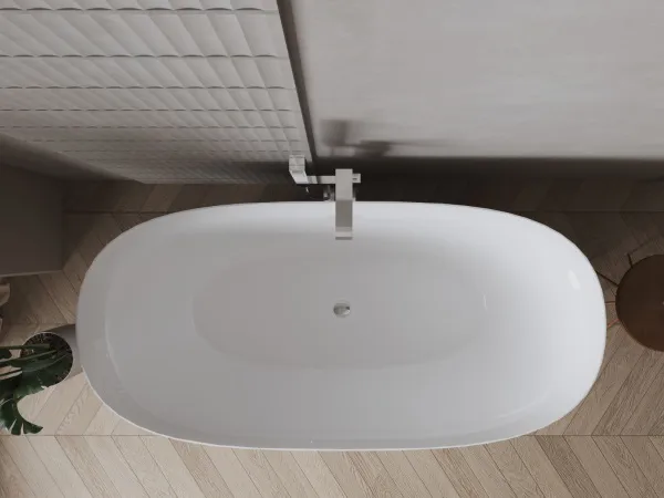 PAMPERO (Памперо) Ванна акриловая отдельностоящая 1700*800*580, слив-перелив хром, белый