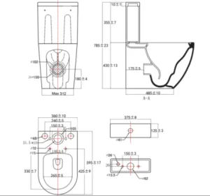 Унитаз-компакт Kerald ARC (Арки) безободковый, Торнадо 600*375*830 мм,с сиденьем микролифт дюропласт