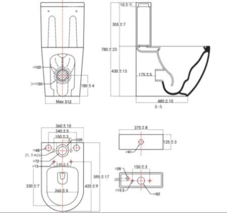 Унитаз-компакт Kerald ARC (Арки) безободковый, Торнадо 600*375*830 мм,с сиденьем микролифт дюропласт