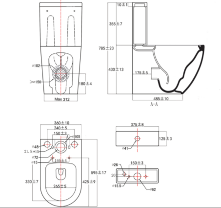 Унитаз-компакт Kerald ARC (Арки) безободковый, Торнадо 600*375*830 мм,с сиденьем микролифт дюропласт