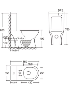 Унитаз-компакт Kerald VIRGO безободковый Торнадо,665*350*830мм, сиденье дюропласт, микролифт (soft close) 