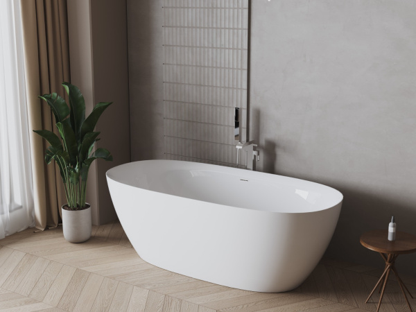 PAMPERO (Памперо) Ванна акриловая отдельностоящая 1700*800*580, слив-перелив хром, белый