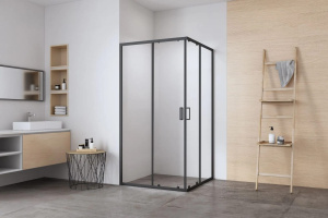 Душевое ограждениe 90*90*195 черный,6мм прозрач.стекло,профиль алюм.телескоп. (1 место)