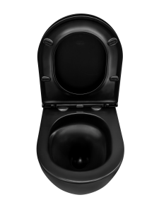 Унитаз подвесной Kerald AQUARIUS безободковый Торнадо 495*360*365,сиденье дюропласт, микролифт (soft close), черный матовый