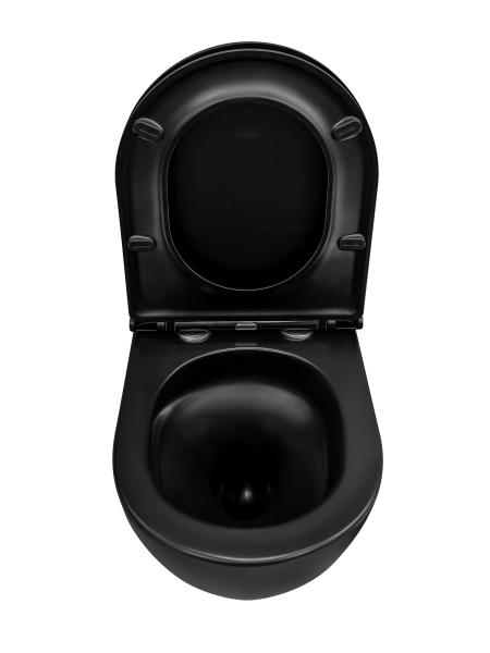 Унитаз подвесной Kerald AQUARIUS безободковый Торнадо 495*360*365,сиденье дюропласт, микролифт (soft close), черный матовый