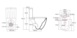 Унитаз-компакт Kerald THIRA (Тира) безободковый, Торнадо 595*360*710 мм,с сиденьем микролифт дюропласт