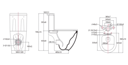 Унитаз-компакт Kerald ТИРА безободковый, Торнадо 595*360*790 мм,с сиденьем микролифт дюропласт