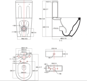 Унитаз-компакт Kerald ARC (Арки) безободковый, Торнадо 600*375*830 мм,с сиденьем микролифт дюропласт